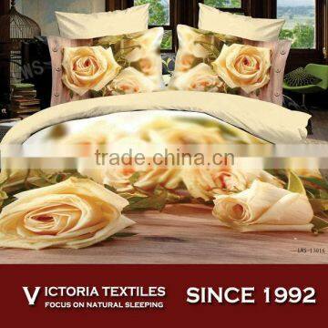 romantic rose print bedding super super soft bed set 3D