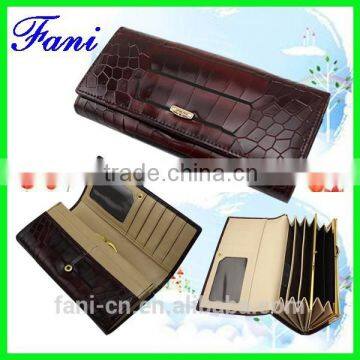 Fancy genuine crocodile skin leather wallets for ladies/women with golden hinge design