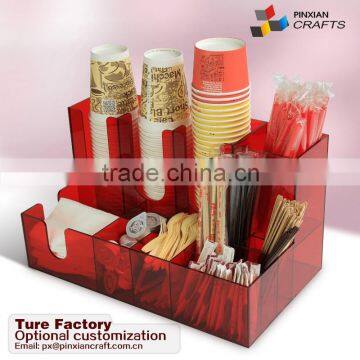 Custom-made Disassembly Acrylic Coffee Cup/ Lid /straw/sugar Ball/stir/napkin Paper Towel Dispenser Coffee Condiment Organizer photo-6