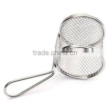 Mini Fying Basket for Potato Chips Storage Basket and Mini Stainless Steel Fries Net Fry Fryer Basket 8cm Small Round Net