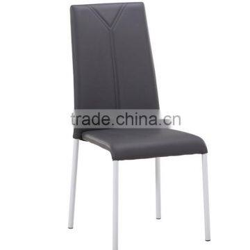 Modern comfortable black PU bow leather dining chair with metal frame