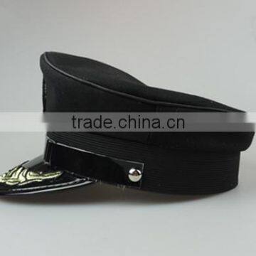 Black Military Officer Hat Service Cap Uniform Pilot Cap With Embroidery Label photo-2