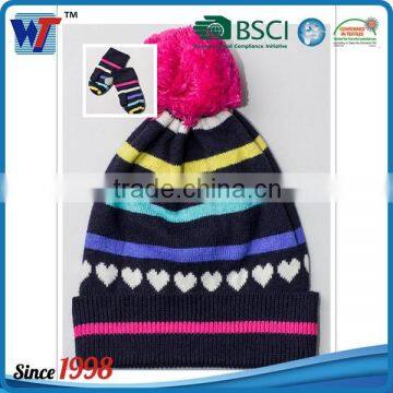 Simple High Quality Girl Star Knitted Beanie Caps and Hats With Gloves photo-2