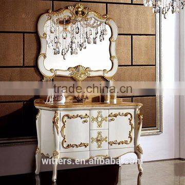 WTS-806BO Italian Double Rubber Solid Wood Bathroom Vanity Cabinets With Amber Jade Top photo-5