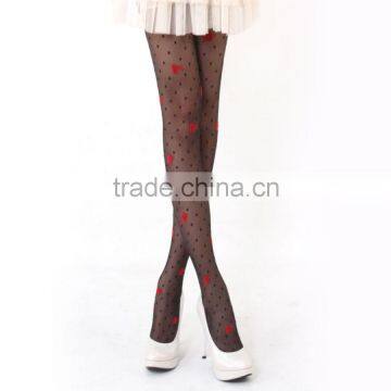 Lovely Black Dots With Jacquard Red Flower Sheer Tights