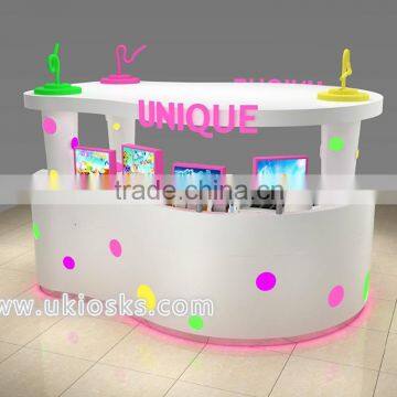 Mini White Lovely Mall Food Bubble Tea Kiosk Design for Sale