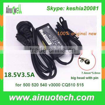 Original new laptop adapter for hp 18.5V 3.5A 65W laptop charger replacement 7.4x5.0mm with pin