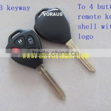 To 4 button remote key shell without logo TOY43 keyway