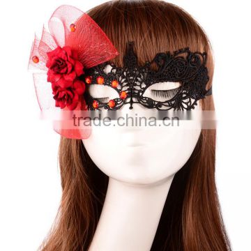 MYLOVE red rose handmade fabric mask with rhinestone ML5041