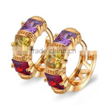 Rellecona Cooper alloy Earring Cubic Zirconia Plating Jewelry In 18K Gold Plated