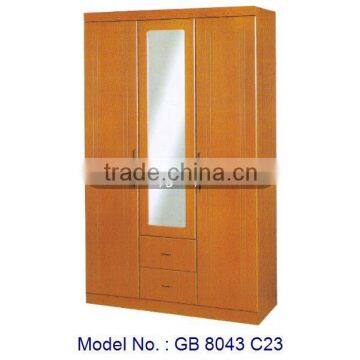 3 Doors Wardrobe With Mirror In MDF Board Bedroom Furniture, wooden wardrobe designs, laminate wardrobe designs, 3 door closet