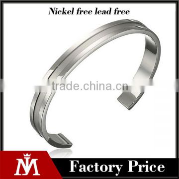 Simple design sliver open bracelet unisex stainless steel grooved matte bangle wedding jewelry