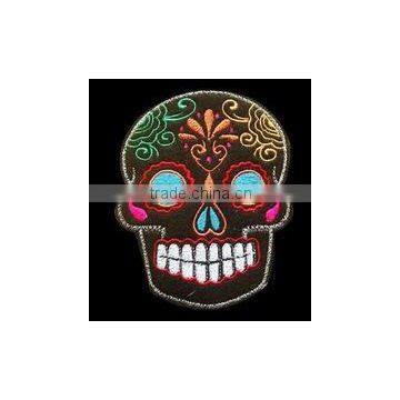 hot sale skull embroidery patches/ garment patch