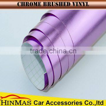 1.52*30m air Free bubbles vinyl wrap purple chrome brushed aluminium vinyl