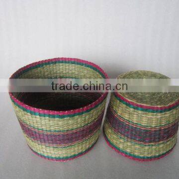 Best selling 2015 for set 2 of mixing color sedge basket, handicraft product for houseware