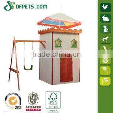 Kids Wooden Cubby House Swing Set Climbing Play Gym DFP009