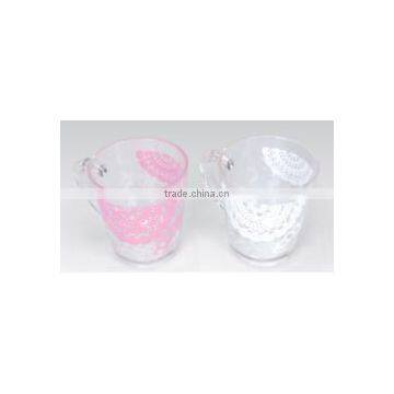 transparent plastic cup with handle