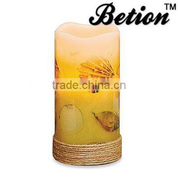 Led Flameless Candles Sea Themed Flameless Pillar Candles Wax Led Candles 3''x6'' photo-3