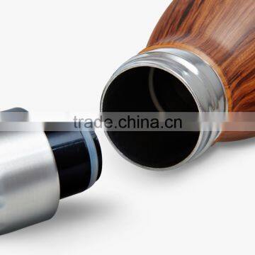 Double Wall Vacuum 25 oz Insulated Stainless Steel BPA Free Water Bottle Wood Grain Fit Cup Holder photo-3
