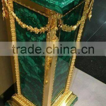 Ornate Design Malachite and Gilt Bronze Mounted Flower Stand, Luxury Home Decorative Telephone Stand