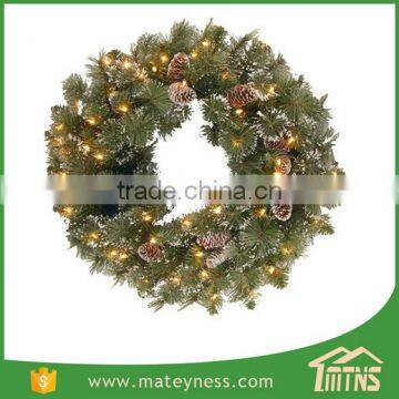 Glittery Bristle Pine Pre-Lit Christmas Wreath photo-4