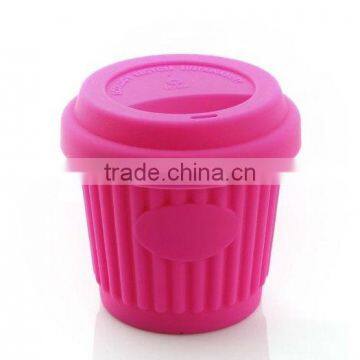 Plastic silicone coffee cup with silicon band