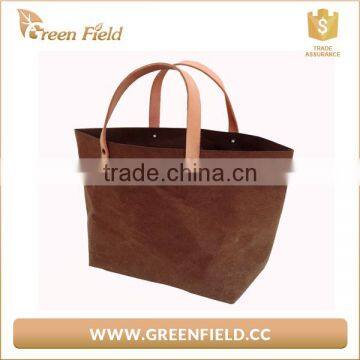 Environment Protection kraft paper waterproof durable tote handbags manufacture recycle handbag