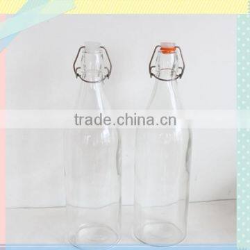 transparent glass water bottle with buckle