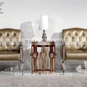 Leather Sofa for Living Room Furniture, Lounge Sofa With Crystal Button in Back Stainless Steel Legs ND020 photo-2