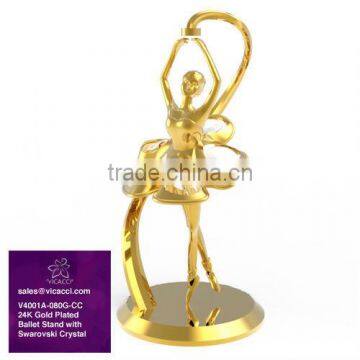 24K Gold Plated Metal Ballet Stand with Swarovski Elements