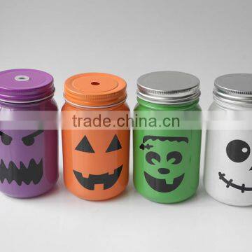 colorful halloween decoration skull glass jar with lid