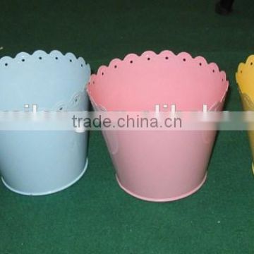 High quality set of 4 Flower Shape unique design/Colorful Small Bucket/Garden Metal Flower Pot