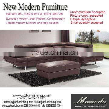 JR8040 elegant chic contemporary coffee color cow leather L shape living room luxury sofa set home furniture new