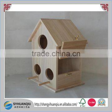 customized order paulownia wood 3 holes wooden bird house CN