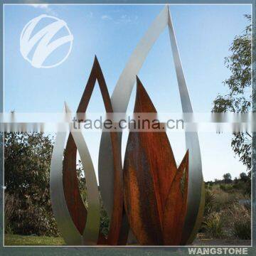 Wholesale outdoor metal garden art corten steel leaf sculpture