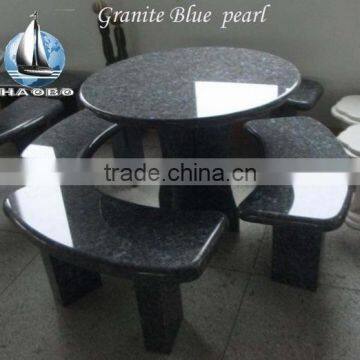 Natural Blue Pearl Granite Garden Stone Tables And Benches