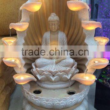 garden led light water fountain resin indian buddha statue