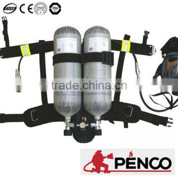 Oxygen breathing apparatus with double cylinder