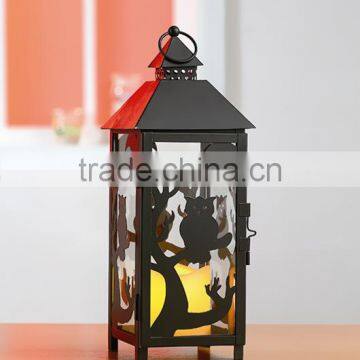 House Shaped Black Metal Lantern Halloween Decorative Candle Lantern