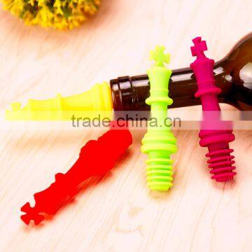2016 New Products Four Colors Good Flexibility Silicone Wine Bottle Stopper Chess Shape photo-2