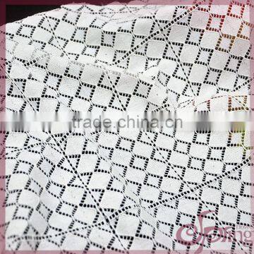 White square design fashion nylon cotton latest lace voile fabric for tops/dress/blouse