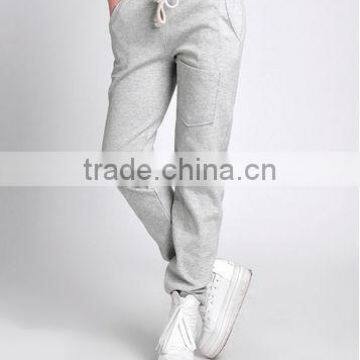 bulk cheap fashion design polyester cotton straight casual knit plain gray long pants for women