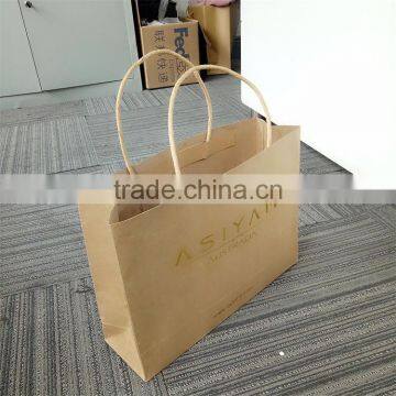 china factory custom eco friendly recycled brown craft paper bags with gold stamping logo