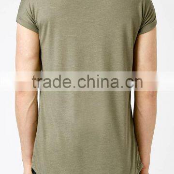 2016 Spring Mens Fashion Cotton Black Longline t Shirt With Long Section photo-4
