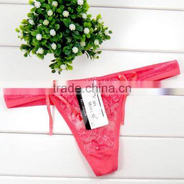 Brand New Sexy Lady T-back Transparent Hot Lady Lace T-back Panties With Bows in Stock photo-6