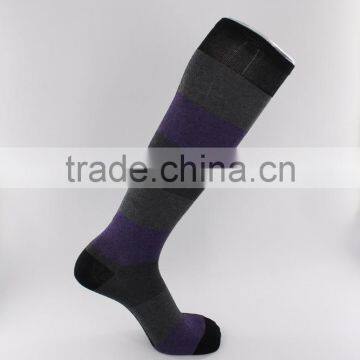 European size Melanged cotton yarn Wide Strip knee high socks women