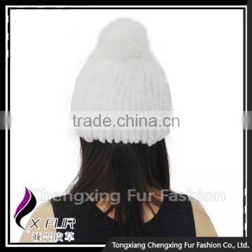 CX-C-58K In-Stock Items Fashion Winter Rex Rabbit Fur Top Ball Beanie Hat photo-3