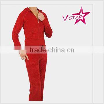 custom hoody velvet tracksuit whit hood women velour tracksuit
