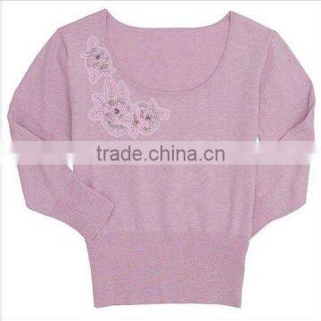 Women's Plush Jacquard V-Neck Sweater