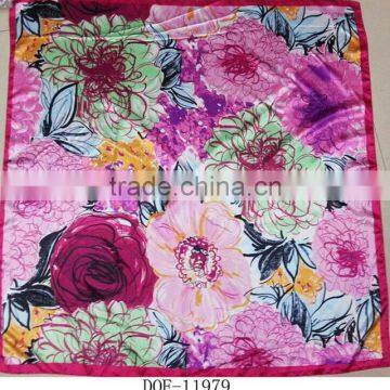 Fashion print classic floral square cheap satin shawl